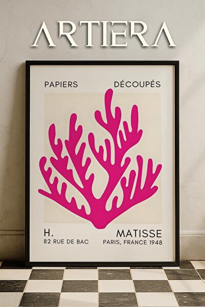 HİGUERA Σειρά Matisse Paper Cuttings Φούξια κοραλί κλαδί ζωγραφική τοίχου με ...