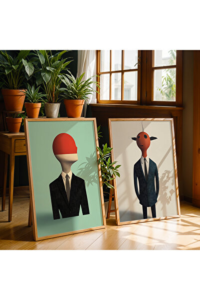 HİGUERA Σετ ζωγραφικής τοίχου με αφηρημένη ανθρώπινη φιγούρα διπλό κόκκινο αφ...