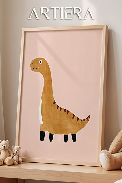 HİGUERA Χαριτωμένος δεινόσαυρος με θέμα την πούδρα ροζ φόντο Διακόσμηση παιδι...