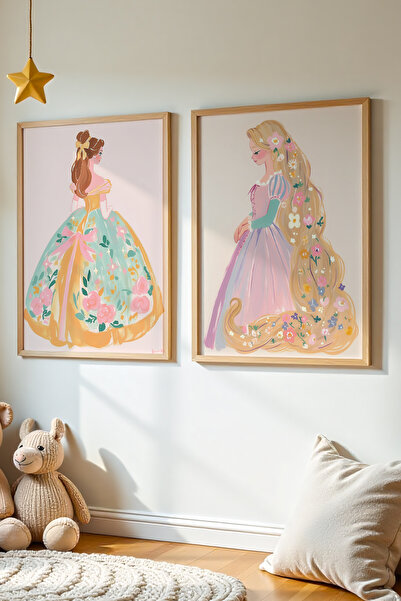 HİGUERA Set de 2 picturi în ulei cu tematică prințesă Feel Girl Camera pentru...