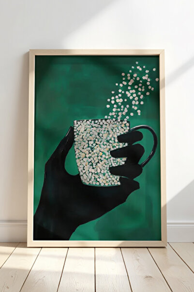 HİGUERA Επιτραπέζιο πλαίσιο από φυσικό ξύλο με θέμα το κύπελλο καφέ με μαύρη ...