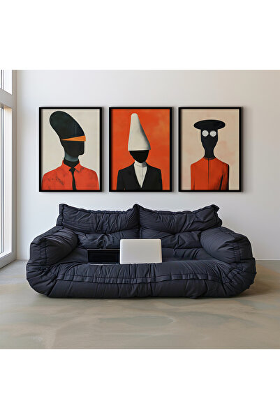 HİGUERA Σετ τριπλής αφηρημένης ανθρώπινης φιγούρας Reds Abstract Natural Wood...