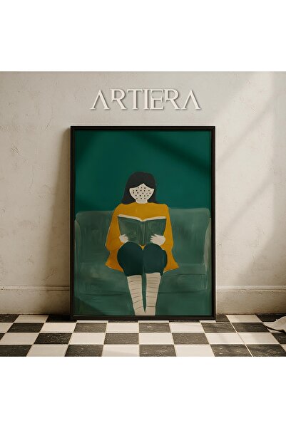 HİGUERA Αφηρημένη γυναίκα που διαβάζει Βιβλίο Ζωγραφική τοίχου με ξύλινο πλαίσιο