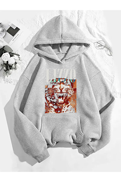 COMVİCHO ليزو v1 سويت شيرت رمادي بقلنسوة مطبوعة