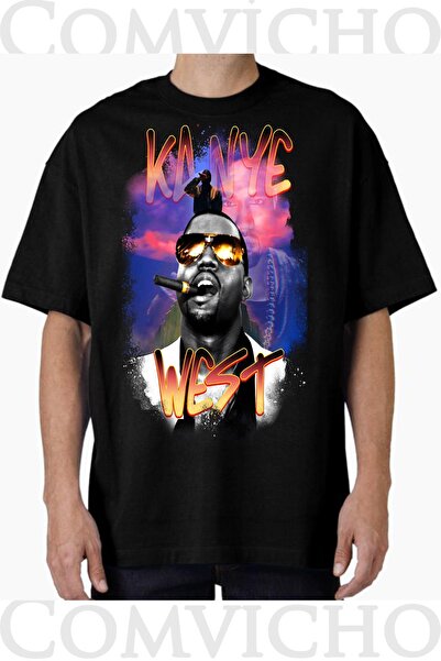 COMVİCHO تي شيرت مطبوع بتصميم Kanye v3 للجنسين