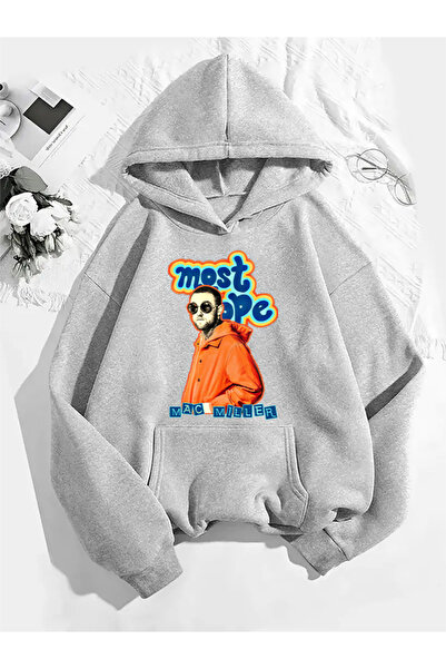 COMVİCHO سترة ماك ميلر v9 ذات القلنسوة المطبوعة باللون الرمادي