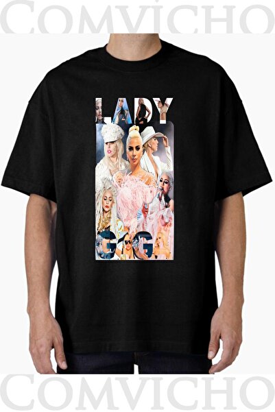 COMVİCHO تي شيرت مطبوع بتصميم ليدي غاغا v3 للجنسين