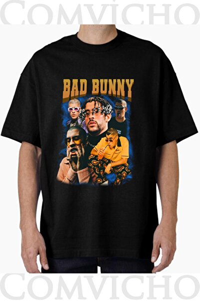 COMVİCHO تي شيرت مطبوع بتصميم Bad Bunny v2 للجنسين