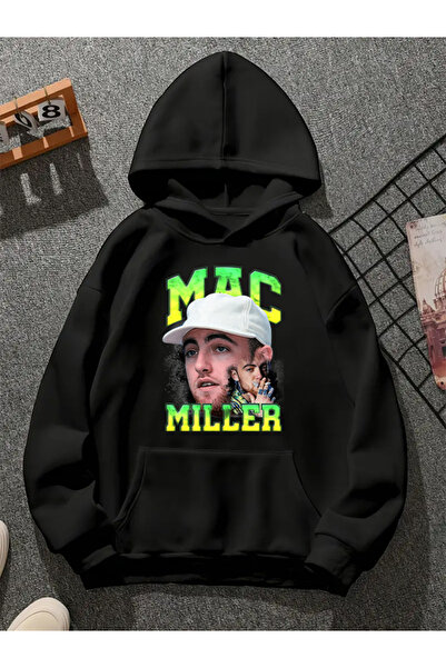 COMVİCHO سترة ماك ميلر v7 ذات القلنسوة المطبوعة باللون الأسود