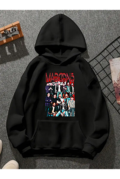 COMVİCHO سترة رياضية سوداء مطبوعة من maroon5 v1