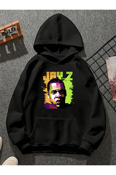 COMVİCHO Jay Z V4 Printed Hooded Black Sweatshirt