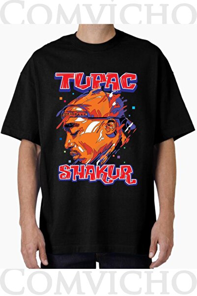COMVİCHO تي شيرت مطبوع بتصميم توباك v5 للجنسين