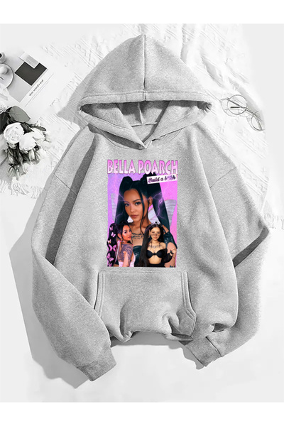 COMVİCHO سويت شيرت رمادي بقلنسوة مطبوعة من بيلا بوتش v3