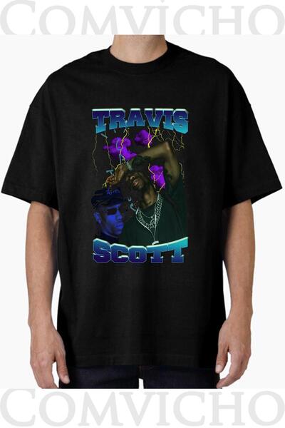 COMVİCHO تي شيرت مطبوع بتصميم ترافيس سكوت v16 للجنسين