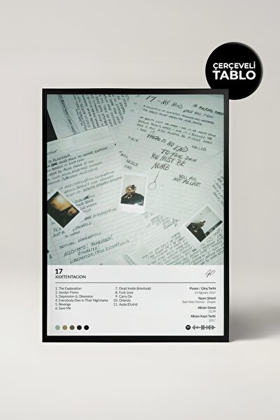 House Gorgeous Xxxtentacion 17 Albümü Çerçeveli Albüm Tasarımlı Tablo