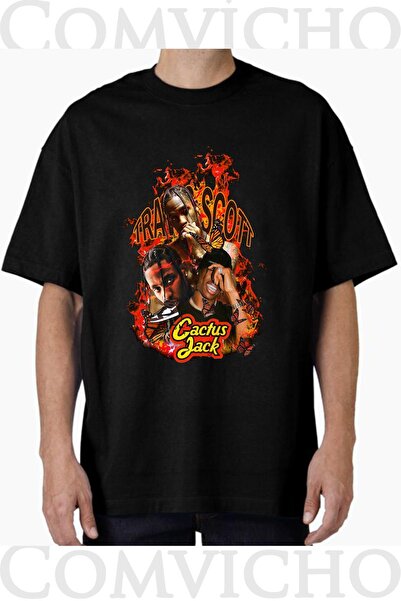 COMVİCHO تي شيرت مطبوع بتصميم ترافيس سكوت v3 للجنسين