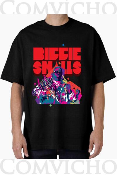 COMVİCHO تي شيرت كبير الحجم مطبوع بتصميم Biggie v6 للجنسين