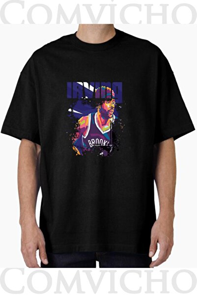COMVİCHO تي شيرت كبير الحجم مطبوع بتصميم Irving v1 للجنسين