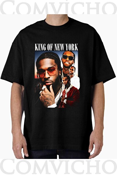 COMVİCHO Unisex King of Ny V1 Design Printed Oversize T-Shirt