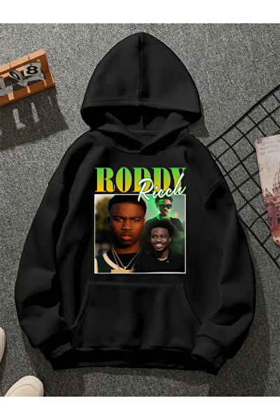 COMVİCHO Roddy V1 Printed Hooded Black Sweatshirt