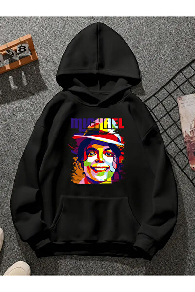 COMVİCHO سترة ميشيل v1 ذات القلنسوة المطبوعة باللون الأسود