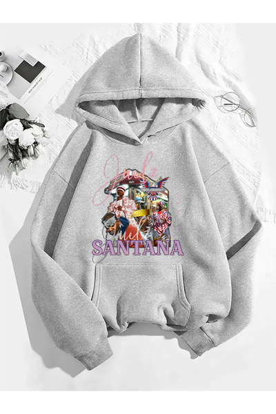 COMVİCHO سانتانا v1 سويت شيرت رمادي بقلنسوة مطبوعة