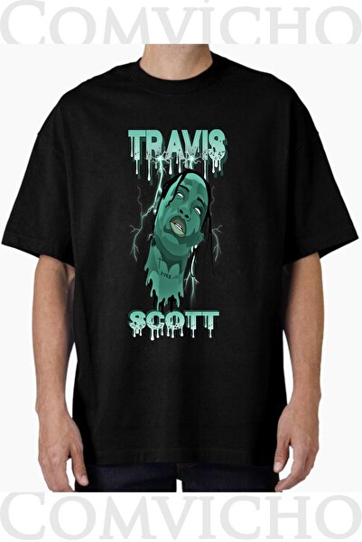 COMVİCHO تي شيرت مطبوع بتصميم ترافيس سكوت v17 للجنسين