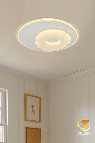 ESSLİGHT Bulut 50 cm Plafonyer LED Avize 3 Renk Işık Modlu (Beyaz / Sarı / Gün Işığı)