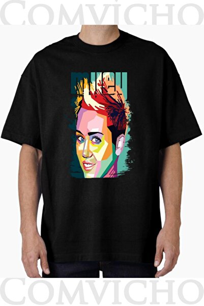 COMVİCHO تي شيرت مطبوع بتصميم Miley v1 للجنسين