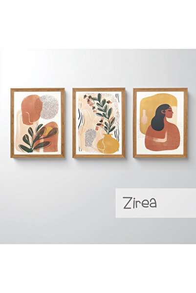 Ahsen resim çerçeve Σετ 3 Πίνακες με Κορνίζα - Διακόσμηση Τοίχου Αφηρημένοι Π...