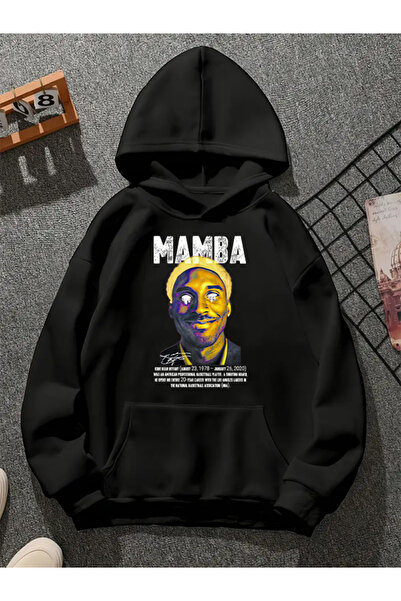 COMVİCHO سويت شيرت أسود بقلنسوة مطبوعة من mamba v1