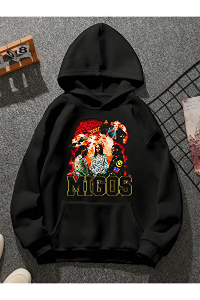 COMVİCHO سترة ميجوس v3 ذات قلنسوة مطبوعة باللون الأسود