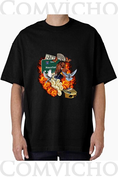 COMVİCHO تي شيرت مطبوع بتصميم هيوستن v1 للجنسين