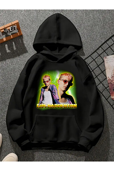 COMVİCHO Gus Dapperton V1 Printed Hooded Black Sweatshirt