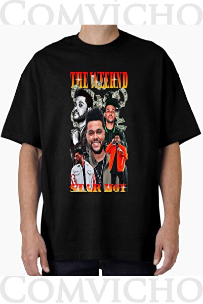 COMVİCHO Unisex the Veeknd V3 Design Printed Oversize T-Shirt