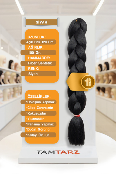 TAM TARZ Păr sintetic din fibre pentru împletitură africană rasta și box braid - negru