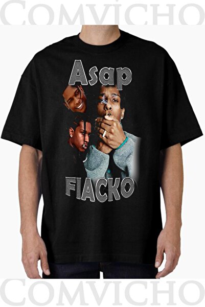 COMVİCHO تي شيرت مطبوع بتصميم Asap Rocky v8 للجنسين