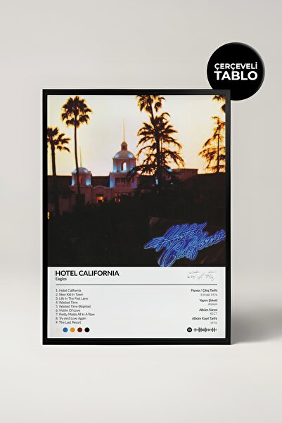 House Gorgeous Eagles Hotel California Albüm Tasarımlı Spotify Poster Tablo