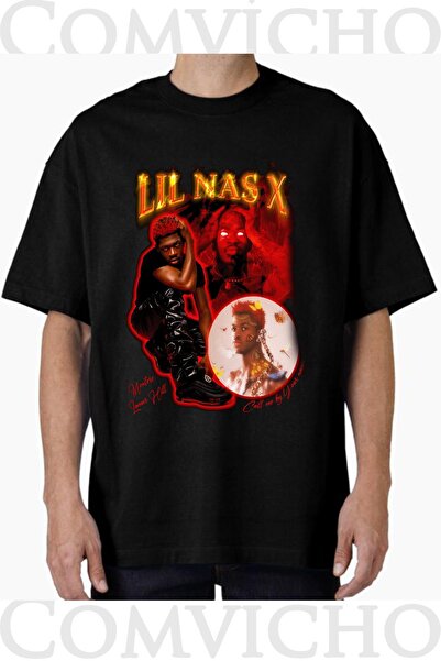 COMVİCHO تي شيرت مطبوع بتصميم lıl nas x v1 للجنسين