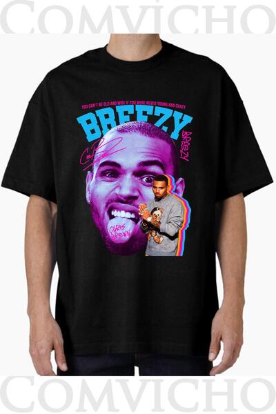 COMVİCHO تي شيرت مطبوع بتصميم كريس براون v1 للجنسين