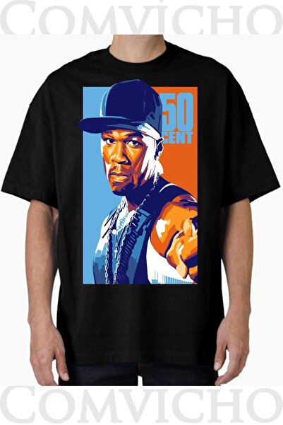 COMVİCHO تي شيرت مطبوع بتصميم 50 سنت v2 للجنسين