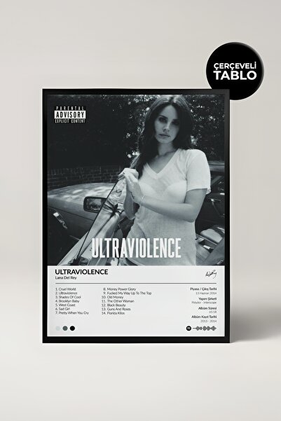 House Gorgeous Lana Del Rey Ultraviolence Albümü Çerçeve Albüm Tasarımlı Spotify Poster