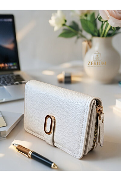 ZERİUM Stylishly Designed Snap Closure Zippered Faux Leather Women's Wallet & Card Holder