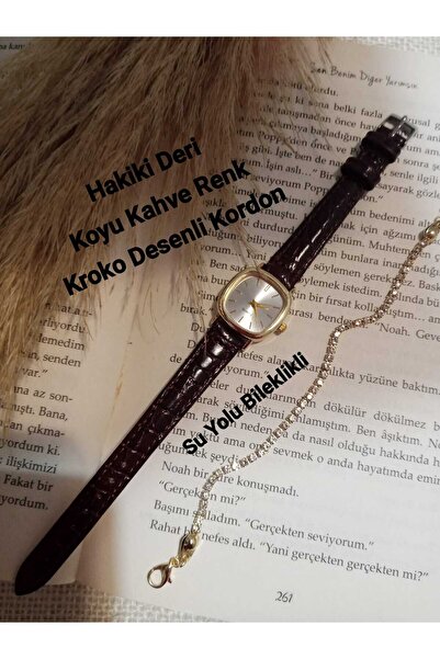 Brality ساعة يد نسائية.. طراز ريترو عتيق.. حافظة ذهبية بيضاوية الشكل - حبل بن...