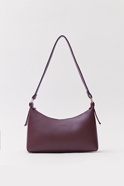 Shanta Bordeaux D05 Geantă baghetă de mână și de umăr pentru femei, din piele...