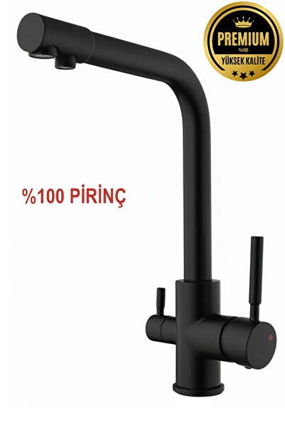 banyonatural Birinci Kalite Paslanmaz Pirinç Arıtmalı Mat Siyah Eviye Batarya...