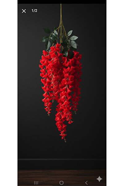 yapay çiçek evi 3 dallı Sarkan Çan Çiçeği Kırmızı Renk Ev ve Dekor