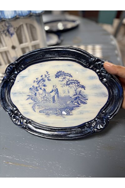 Hobiline Gülağacı Görünümlü El Yapımı Kahve Sunumluğu Tepsi