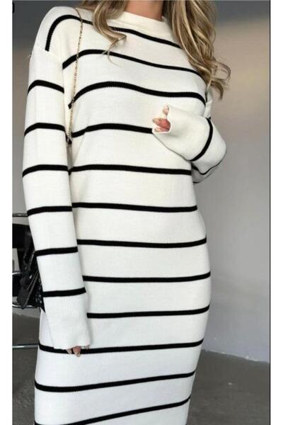 rengastyle Γυναικείο πλεκτό φόρεμα με λεπτομέρεια στο πλάι Άνετη εφαρμογή μακ...