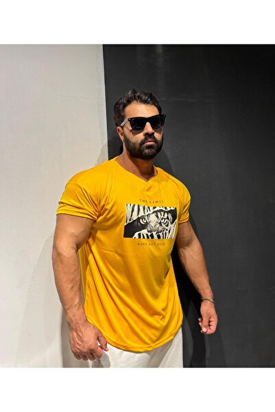 Bas Body FitnessWear Tricou sport fitness cu decolteu în V, cu imprimeu tigru...